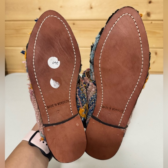 Calla Paris Moroccan Boucherouite Slides Handmade in Morocco Womens 7 Rare Mules - Picture 6 of 6